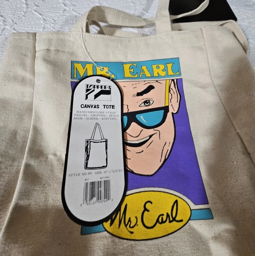 Vintage Mr. Earl Canvas Tote Bag - Cream - School Prize Guy